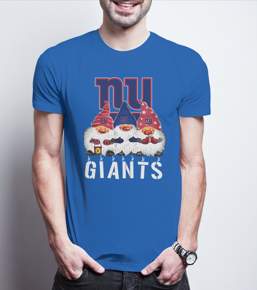 New York Giants Merry Christmas Happy Holidays Gnomes T-Shirt