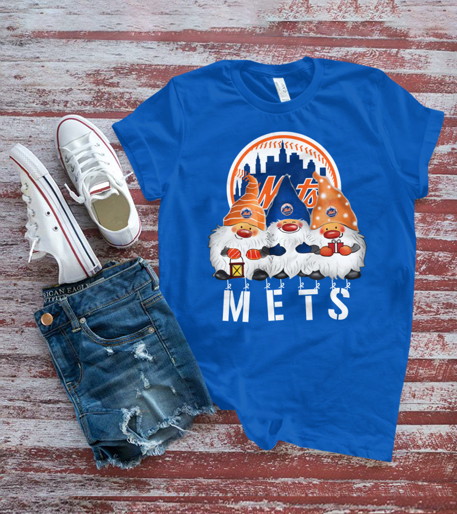New York Mets Merry Christmas Happy Holidays Gnomes T-Shirt