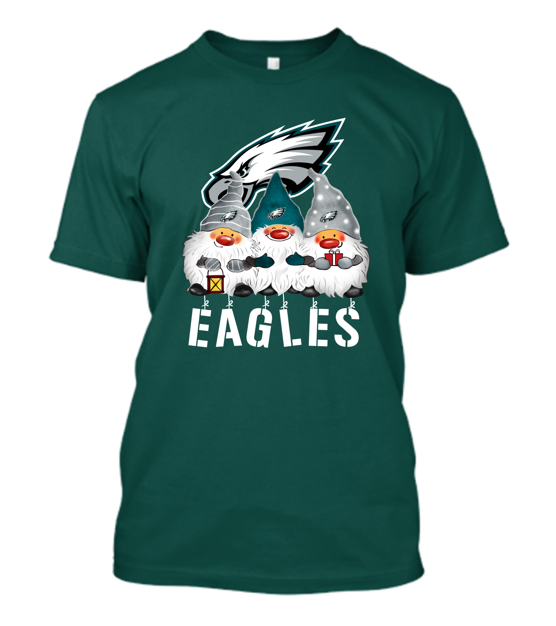 Philadelphia Eagles Christmas Gnomes Happy Holidays T-Shirt