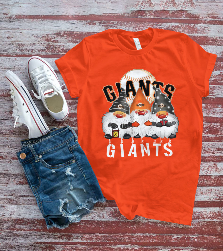 San Francisco Giants Merry Christmas Happy Holidays Giants Gnomes Baseball T-Shirt