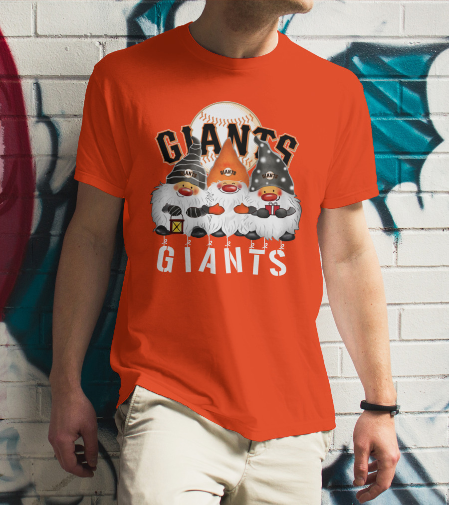 San Francisco Giants Merry Christmas Happy Holidays Giants Gnomes Baseball T-Shirt