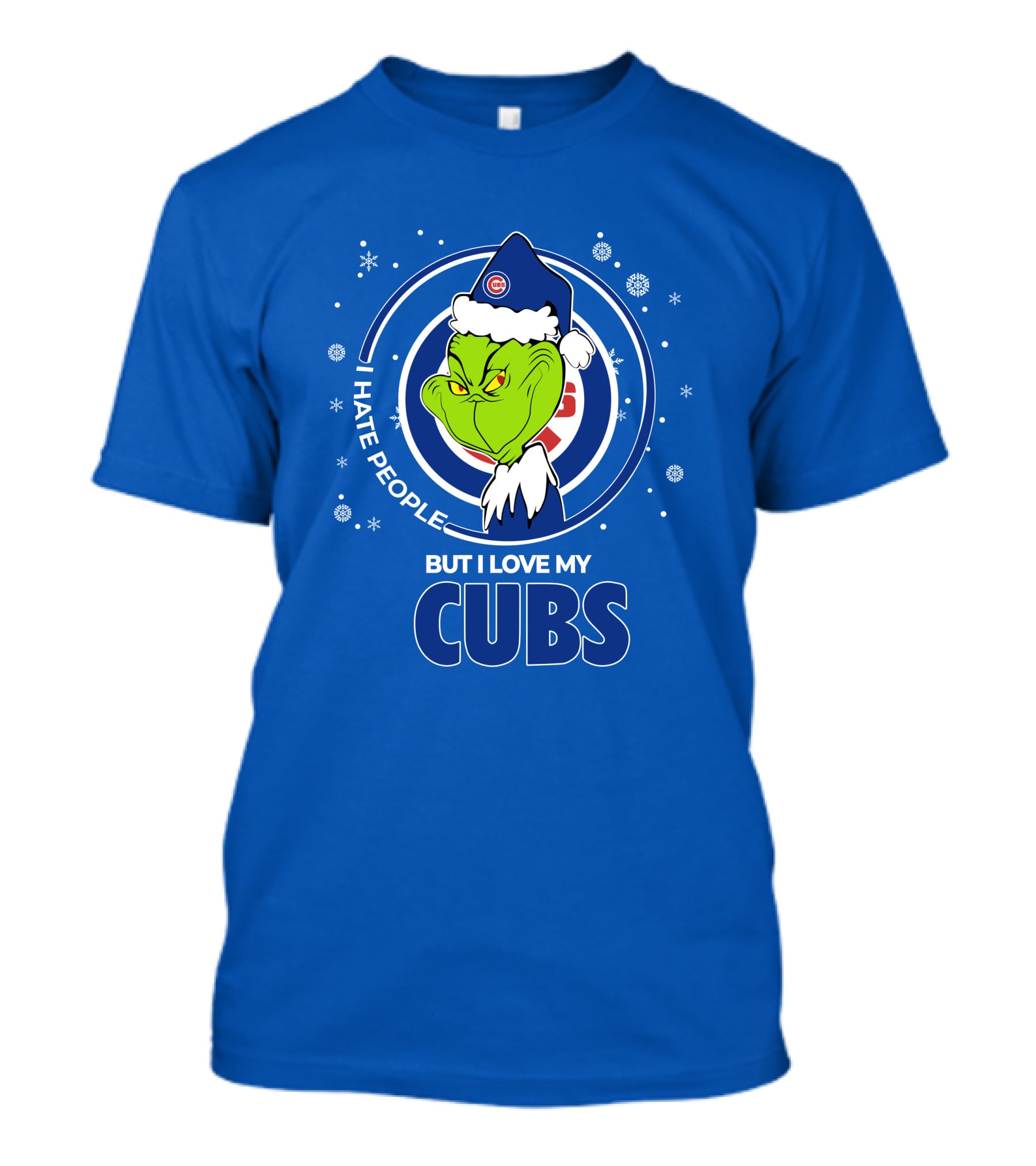 Grinch Christmas Santa I Hate People But I Love My Cubs T-Shirt