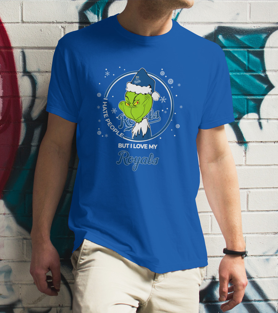 Christmas Grinch Santa I Hate People But I Love My Kansas City Royals T-Shirt