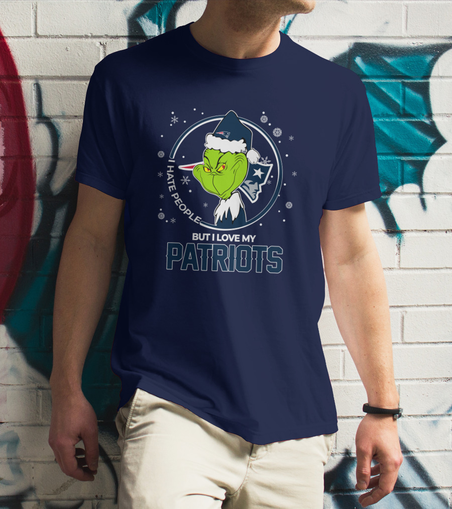 Christmas Grinch I Hate People But I Love My Patriots T-Shirt