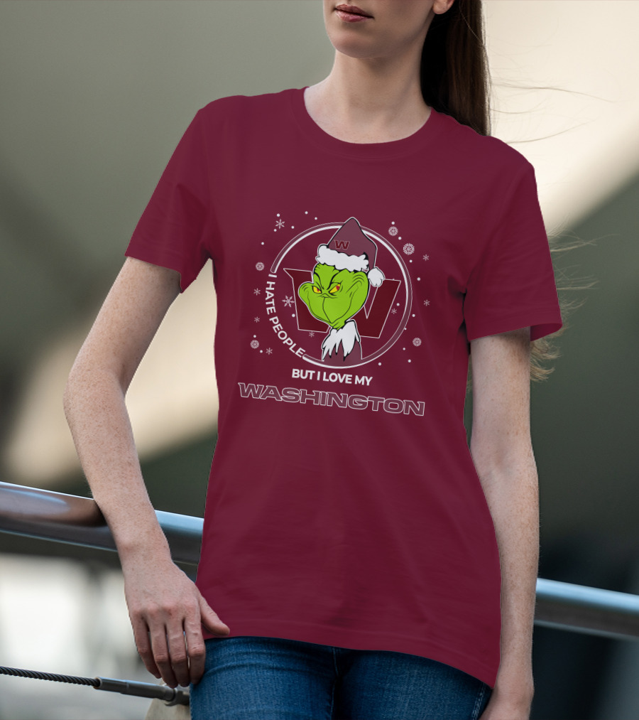 Christmas Grinch Santa I Hate People But I Love My Washington T-Shirt