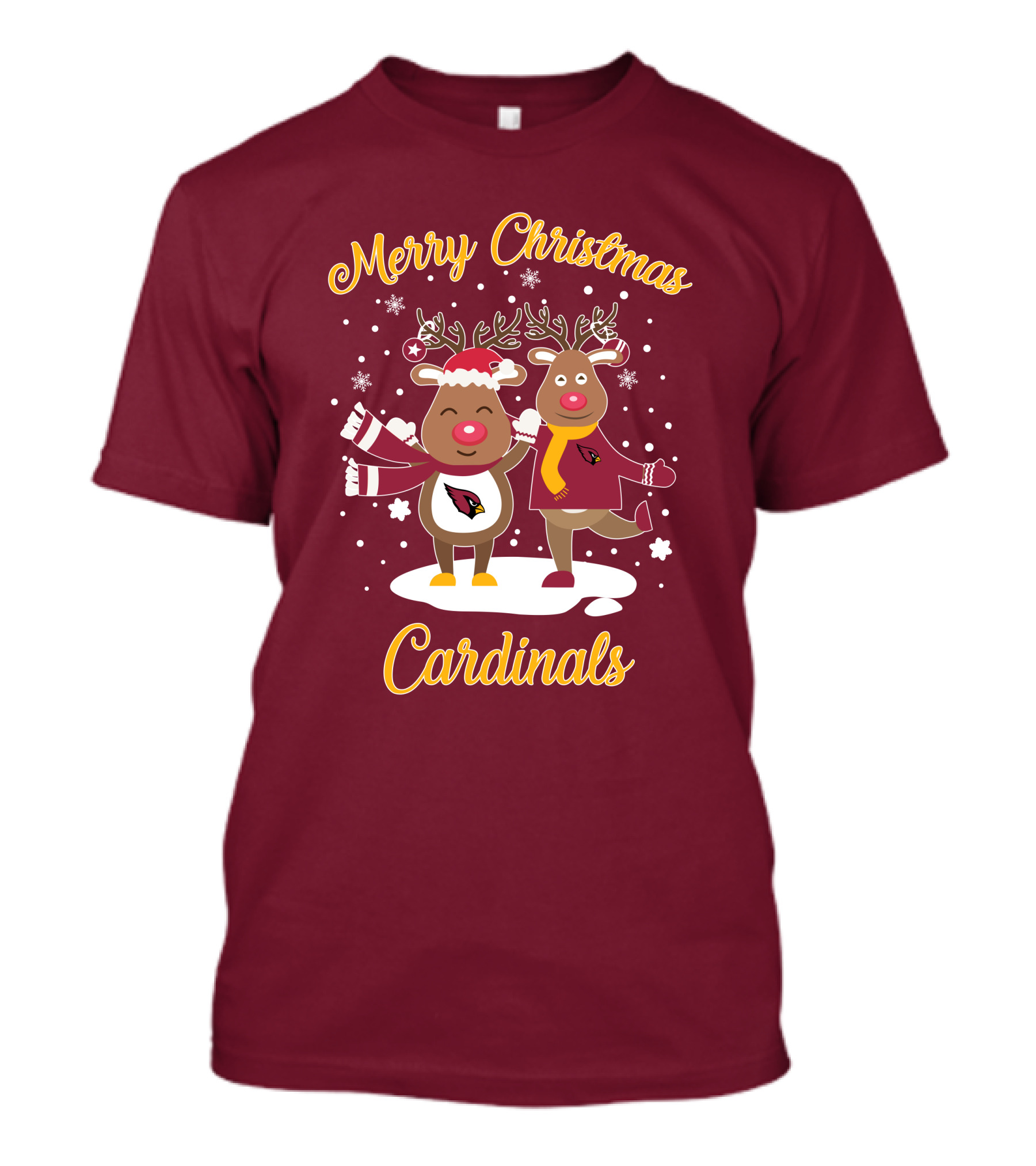 Merry Christmas Cardinals Reindeer Funny Christmas T-Shirt