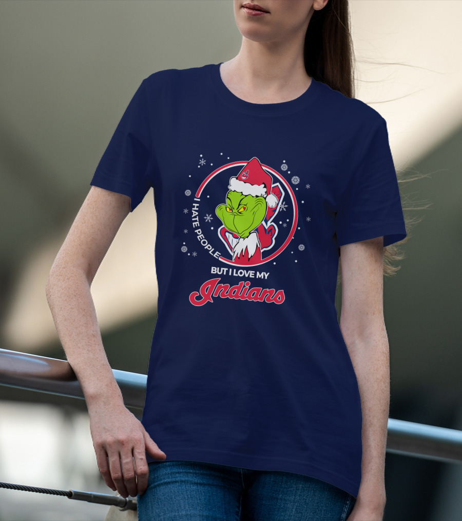 I Hate People But I Love My Indians Christmas Grinch Santa T-Shirt