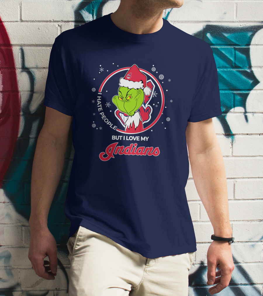 I Hate People But I Love My Indians Christmas Grinch Santa T-Shirt