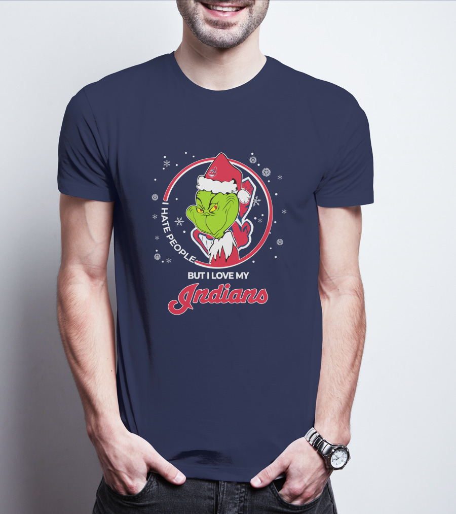 I Hate People But I Love My Indians Christmas Grinch Santa T-Shirt