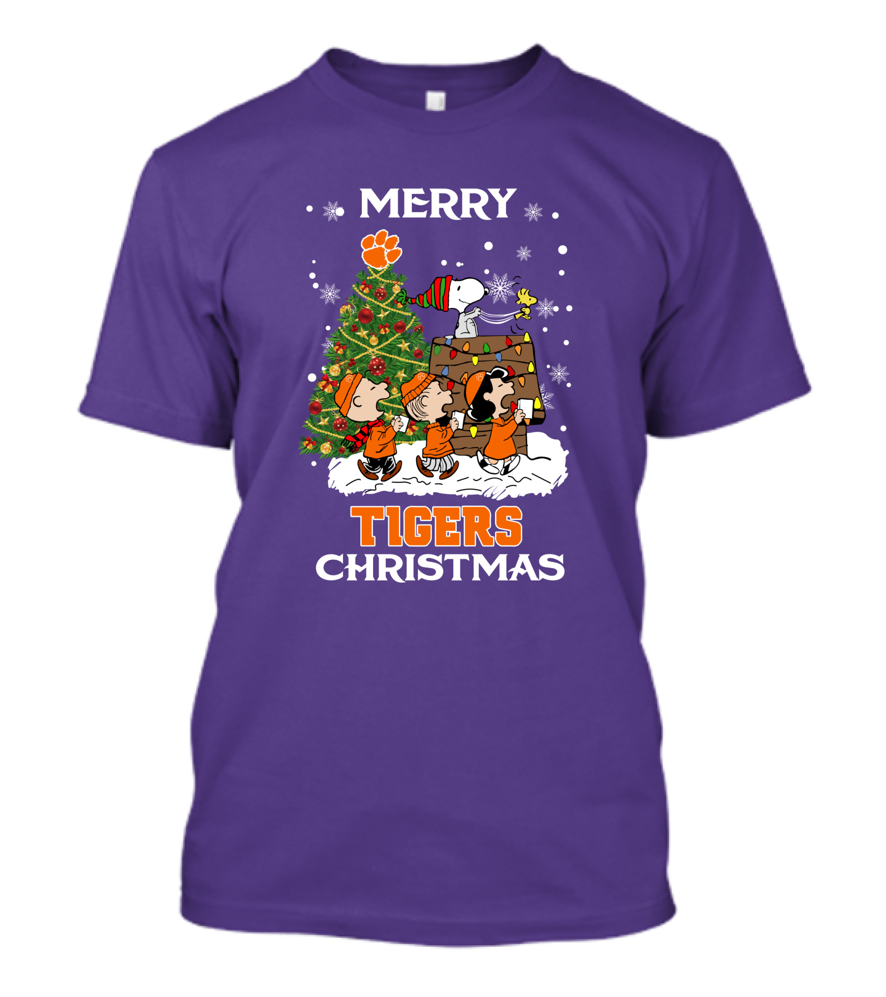 Merry Tigers Christmas Clemson The Peanut Christmas Tree T-Shirt