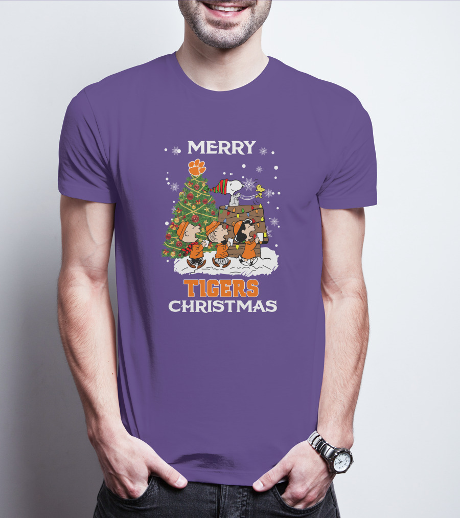 Merry Tigers Christmas Clemson The Peanut Christmas Tree T-Shirt