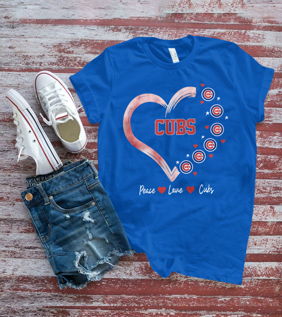 Peace Love Heart Cubs Chicago Cubs T-Shirt