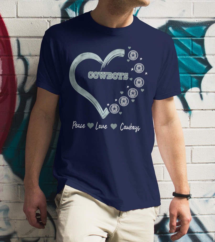 Peace Love Heart Cowboys Dallas Cowboys Stars T-Shirt