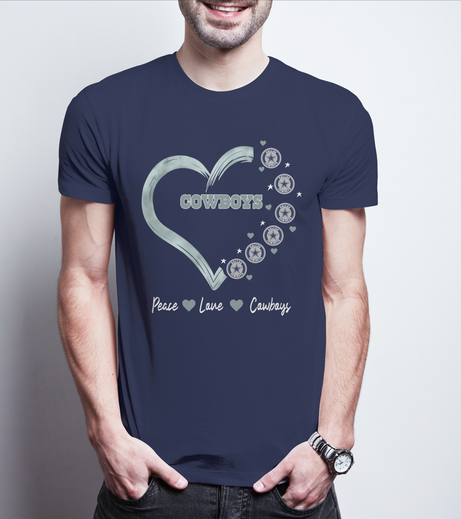 Peace Love Heart Cowboys Dallas Cowboys Stars T-Shirt