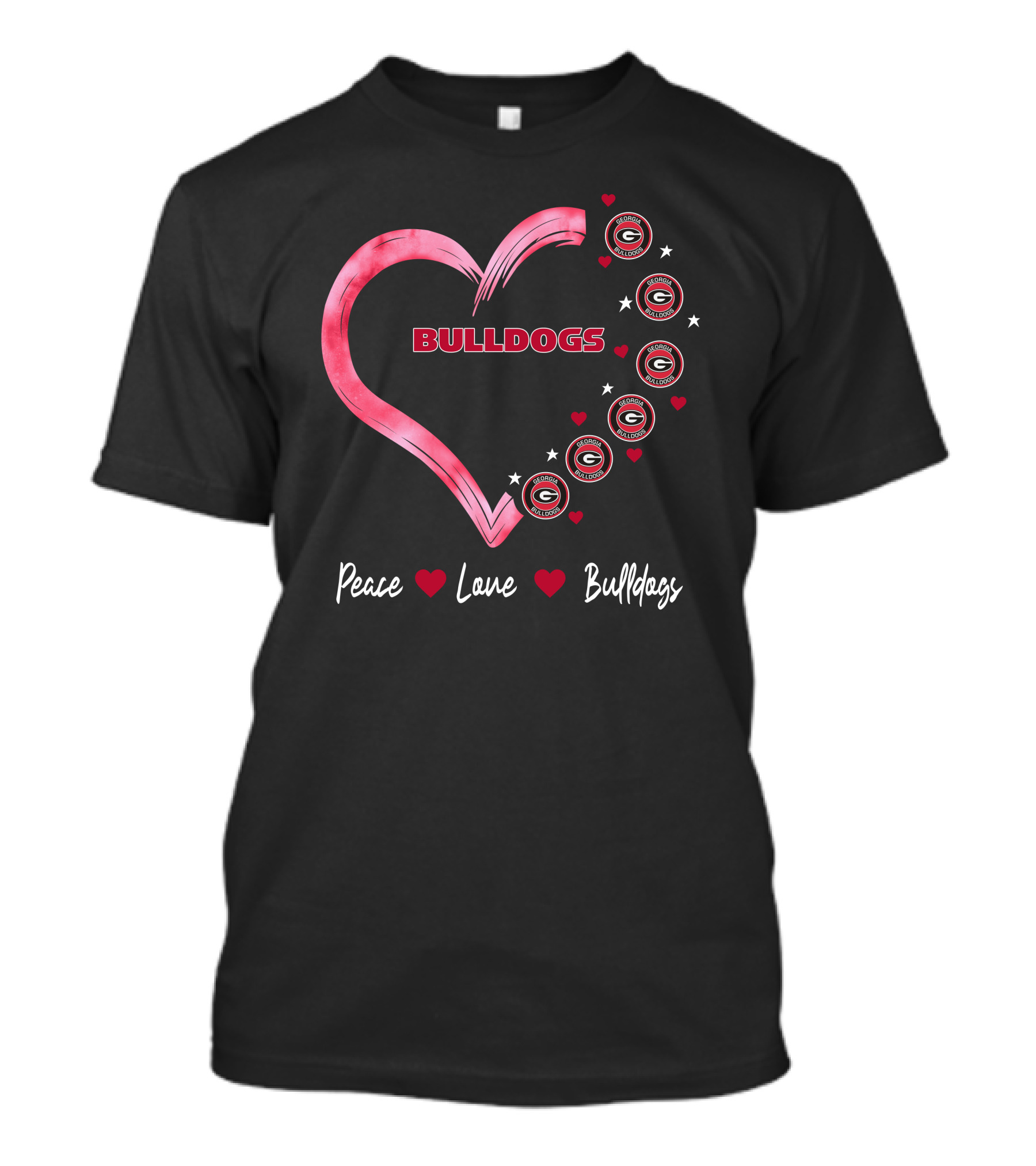 Peace Love Bulldogs Georgia Bulldogs Heart T-Shirt