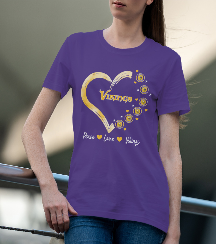 Peace Love Minnesota Vikings Heart T-Shirt