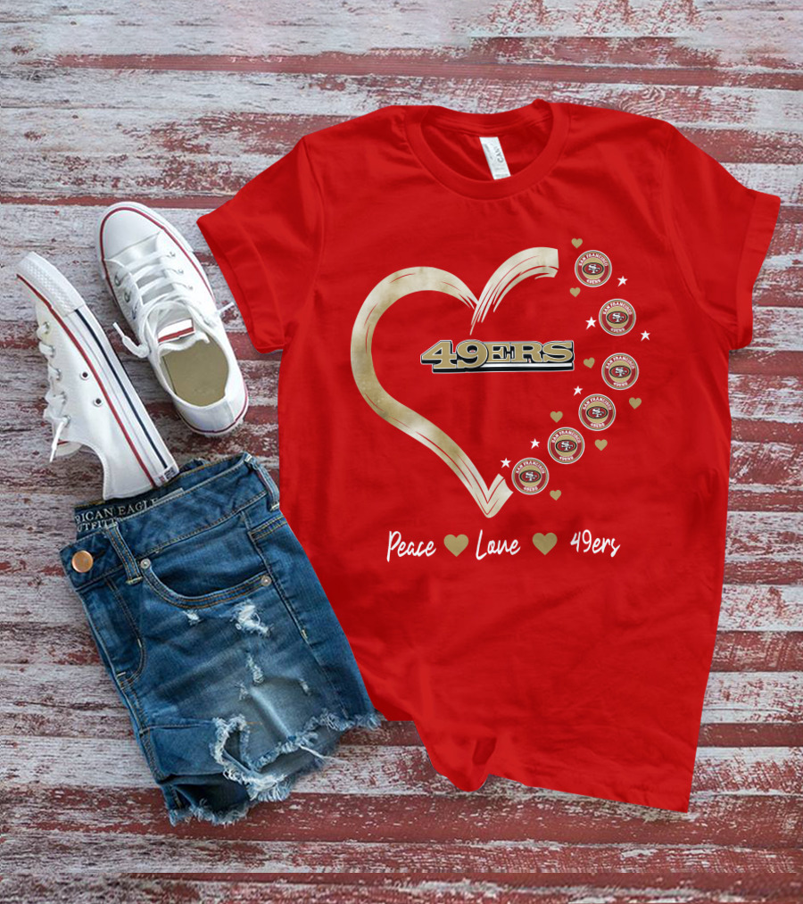 Peace Love Heart San Francisco 49ers Football Team T-Shirt