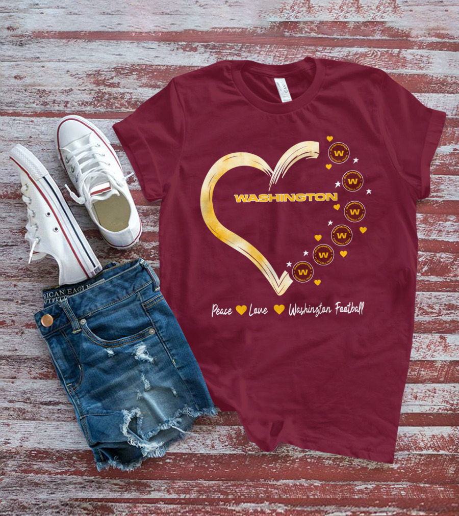 Peace Love Washington Heart And Team Circles T-Shirt