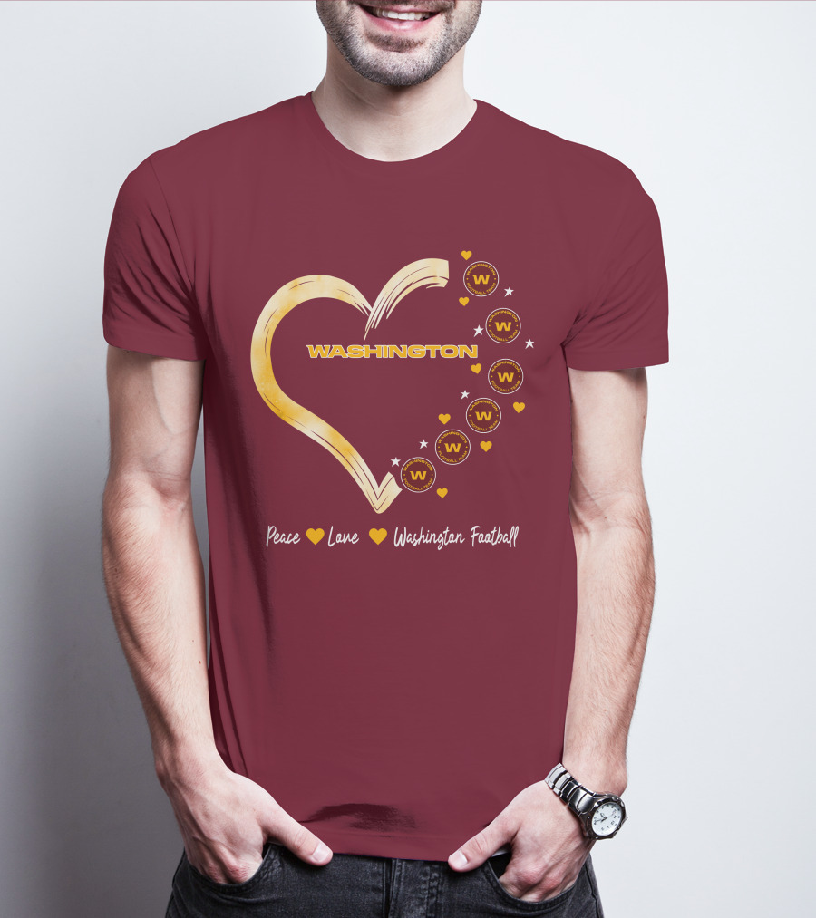 Peace Love Washington Heart And Team Circles T-Shirt