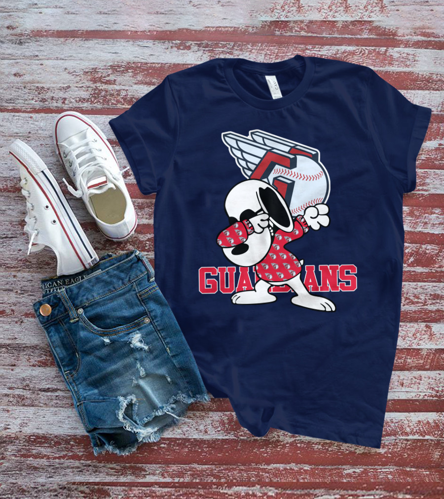 Cleveland Guardians Snoopy Dabbing Baseball T-Shirt