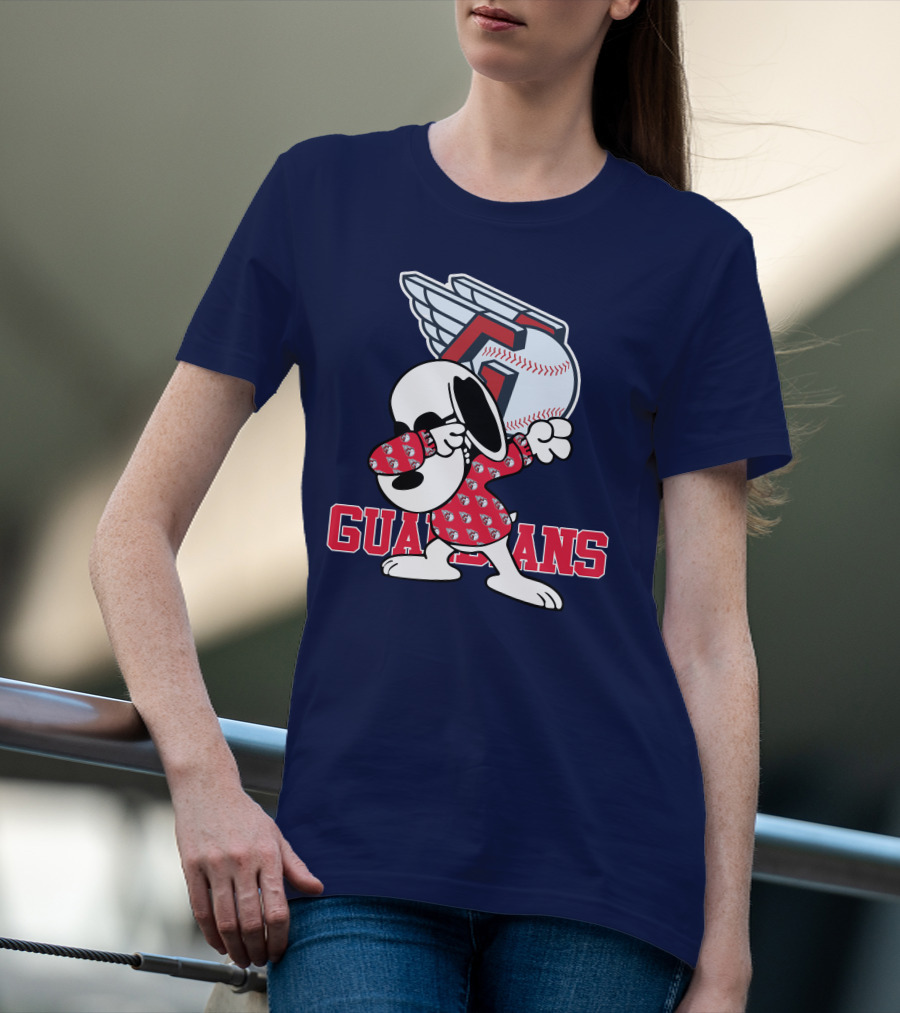 Cleveland Guardians Snoopy Dabbing Baseball T-Shirt