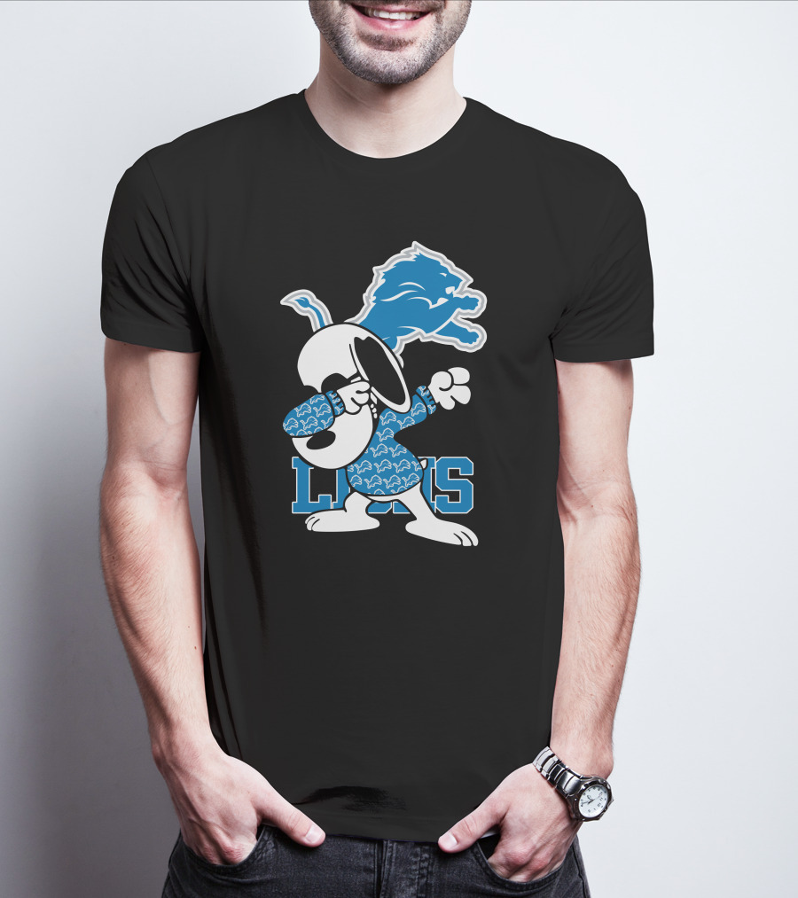 Detroit Lions Snoopy Dabbing Lions Football T-Shirt