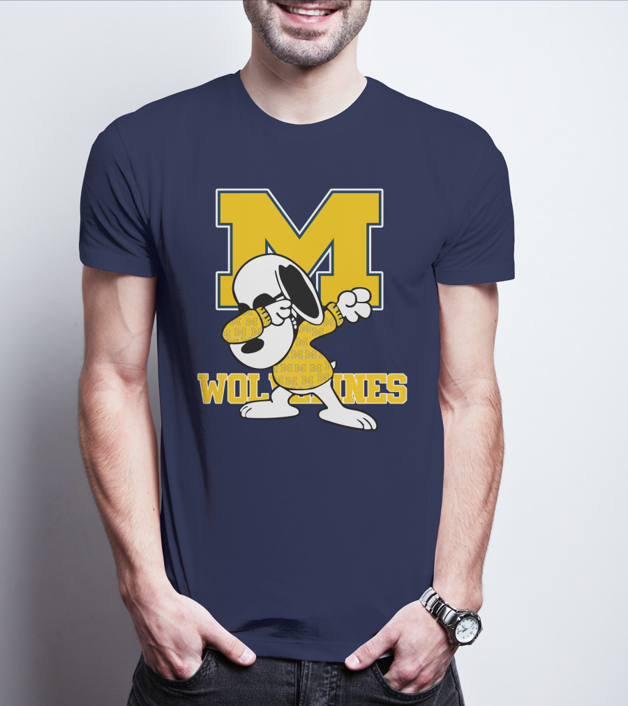 Michigan Wolverines Snoopy Dab With Block M T-Shirt