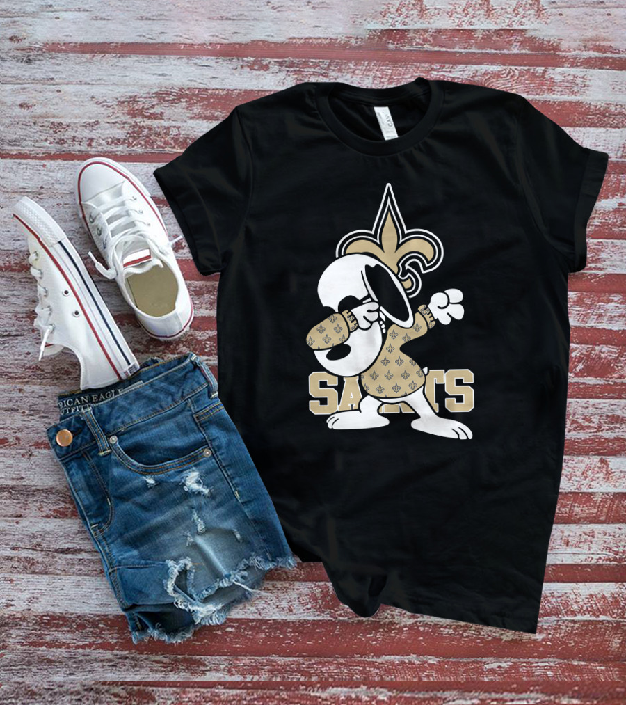 New Orleans Saints Snoopy Fleur-de-Lis Dabbing Saints T-Shirt
