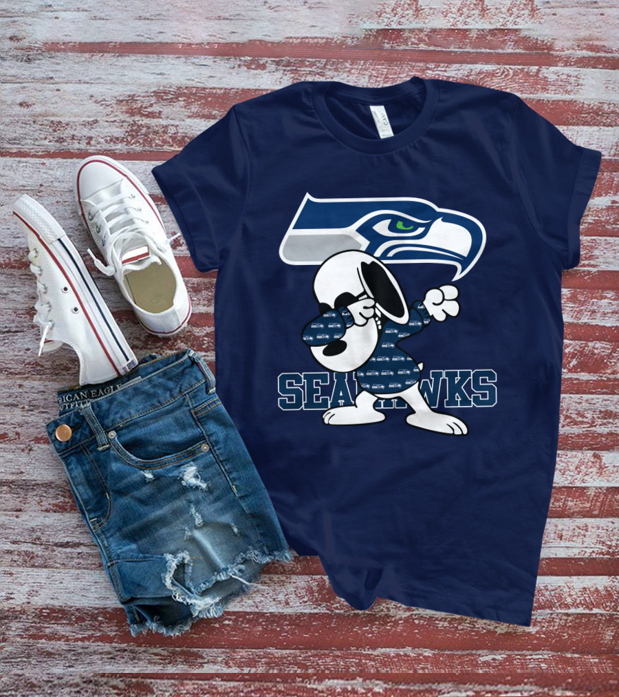 Seattle Seahawks Snoopy Dabbing NFL Team Fan Apparel Bowing Dance T-Shirt
