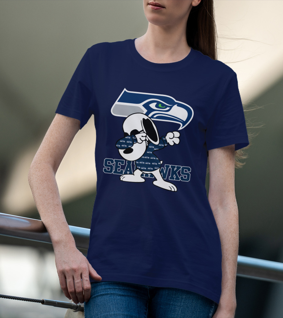 Seattle Seahawks Snoopy Dabbing NFL Team Fan Apparel Bowing Dance T-Shirt
