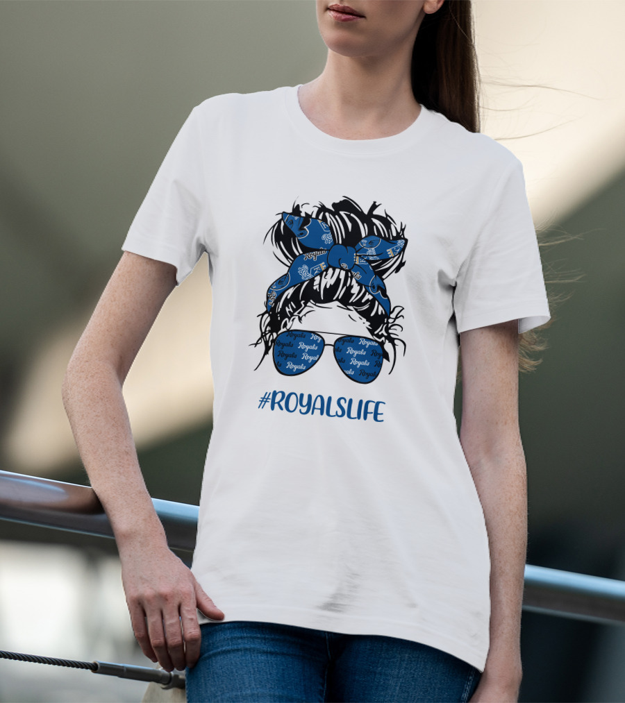 Kansas City Royals Messy Hairband Girl Glasses #RoyalsLife T-Shirt