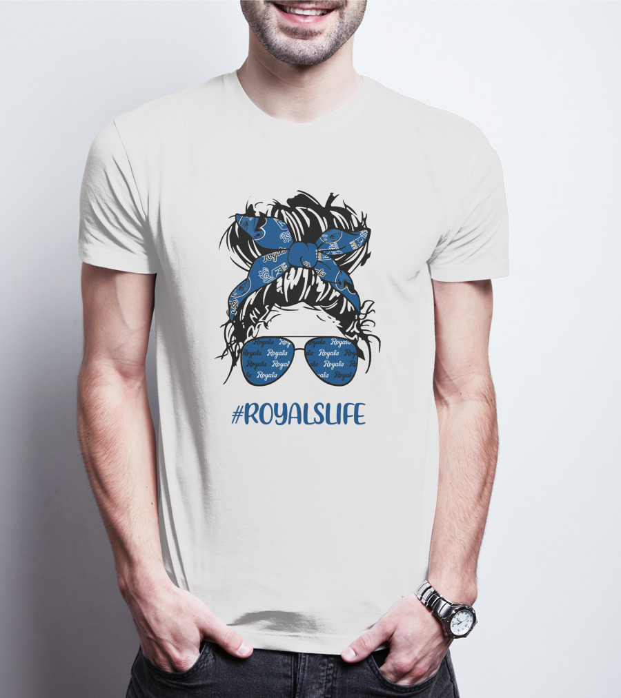 Kansas City Royals Messy Hairband Girl Glasses #RoyalsLife T-Shirt
