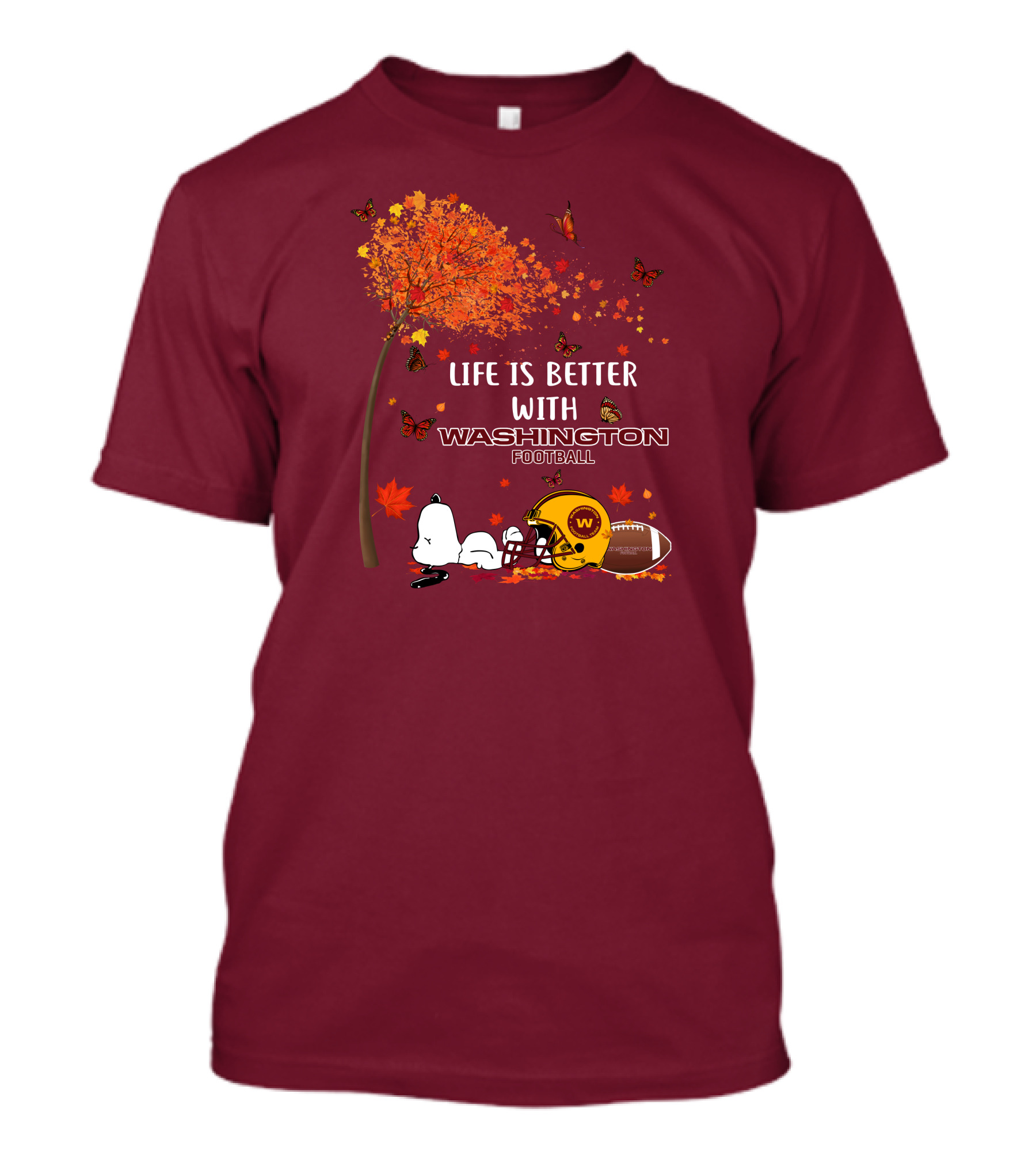 Life Is Better With My Washington Football Team Autumn Snoopy T-Shirt