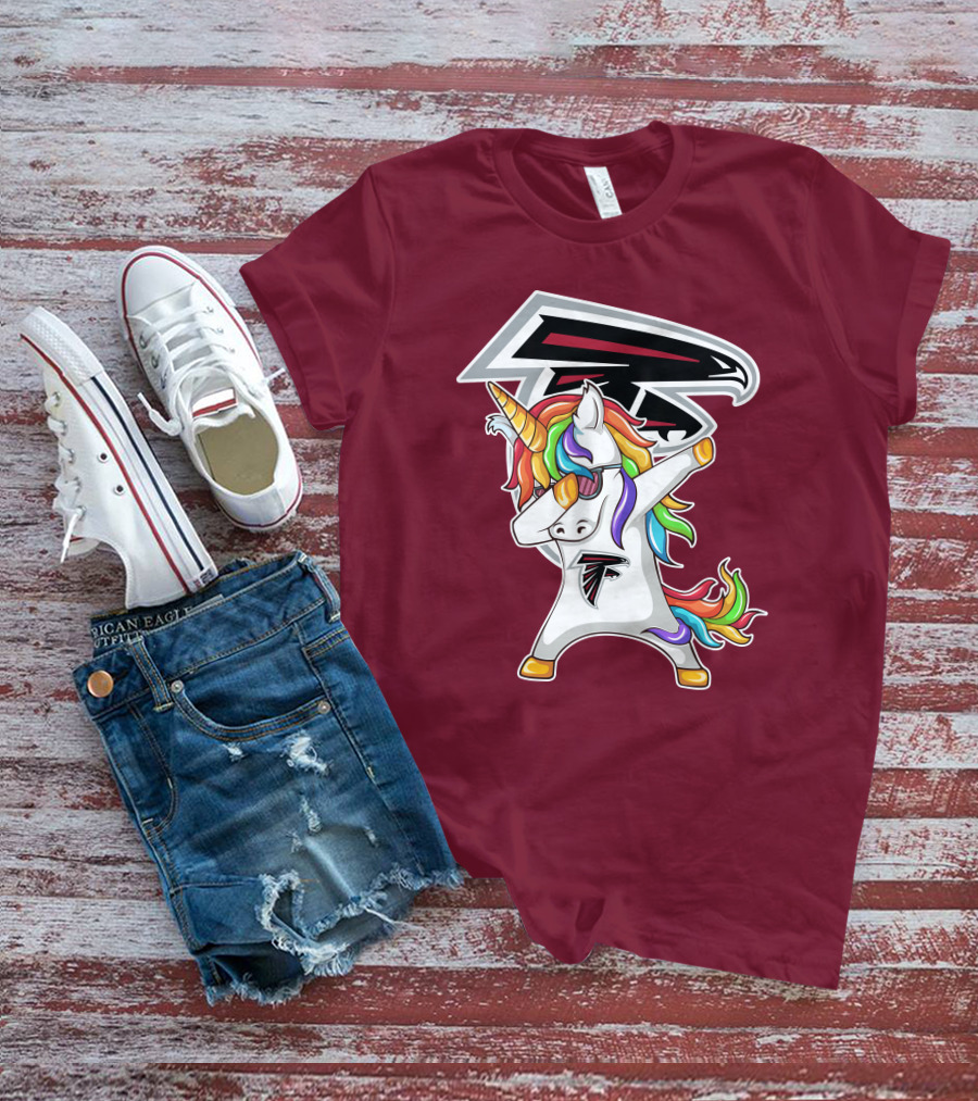 Atlanta Falcons Unicorn Rainbow Dabbing T-Shirt