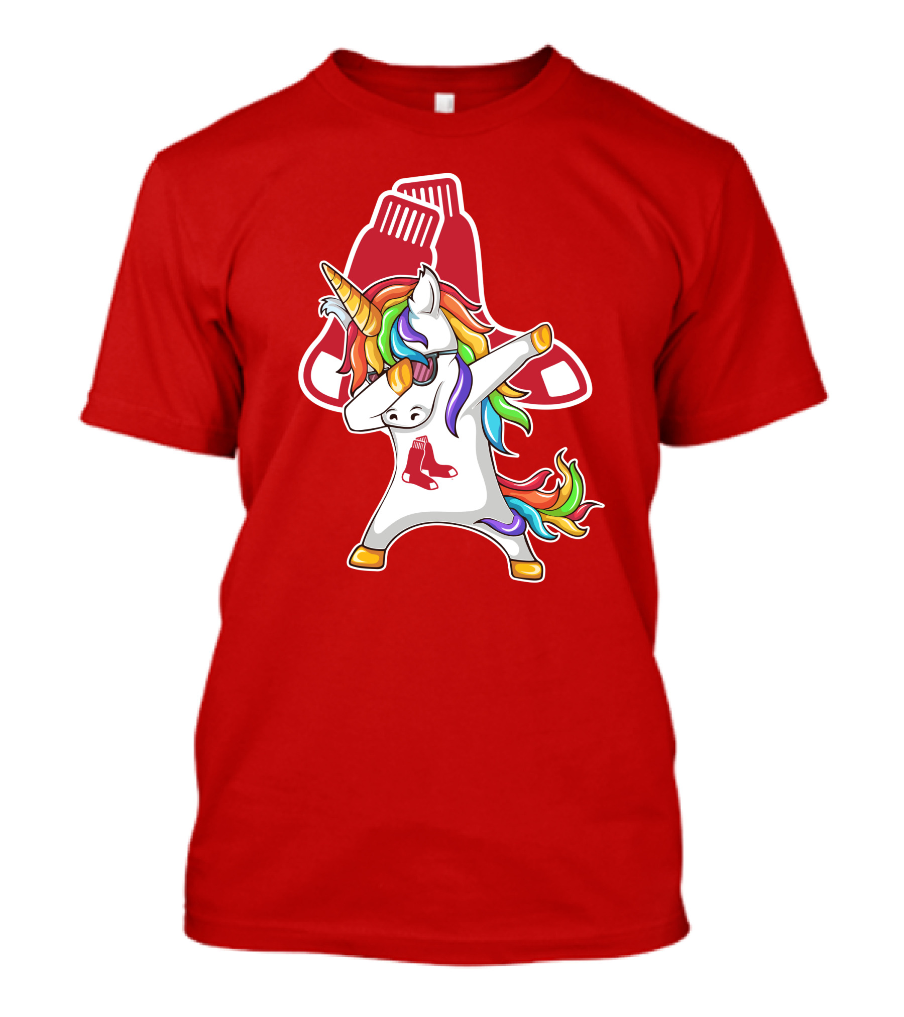 Boston Red Sox Dabbing Unicorn Rainbow Mane Sox T-Shirt