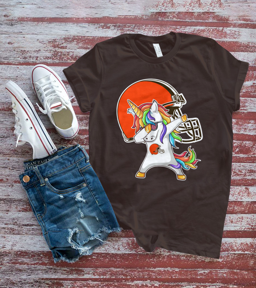 Cleveland Browns Unicorn Dabbing With Helmet T-Shirt