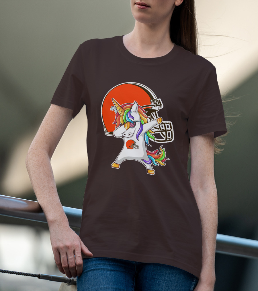 Cleveland Browns Unicorn Dabbing With Helmet T-Shirt