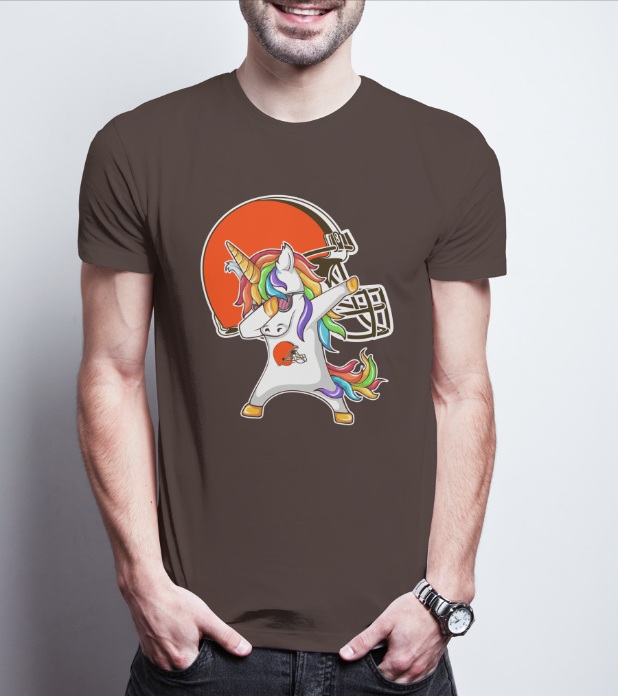 Cleveland Browns Unicorn Dabbing With Helmet T-Shirt