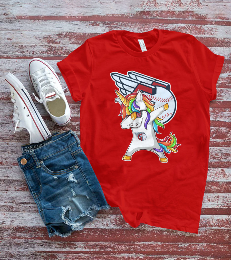Cleveland Guardians Baseball Unicorn Dabbing With Winged Ball T-Shirt