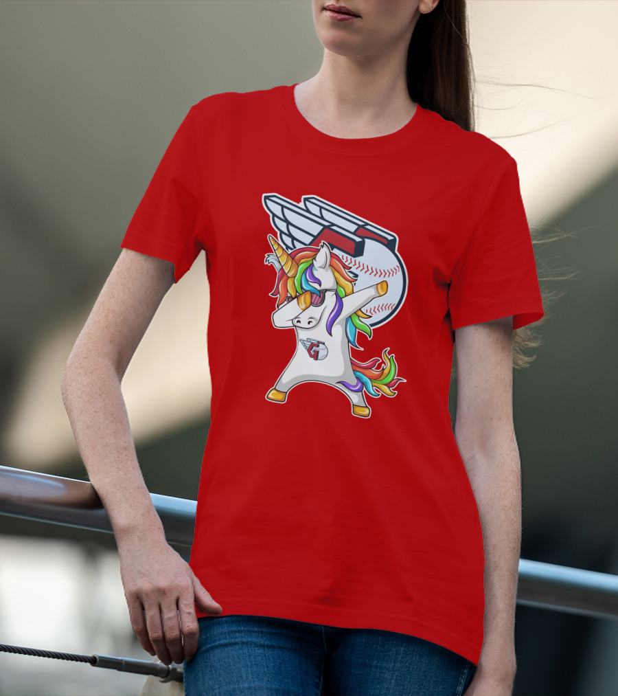 Cleveland Guardians Baseball Unicorn Dabbing With Winged Ball T-Shirt