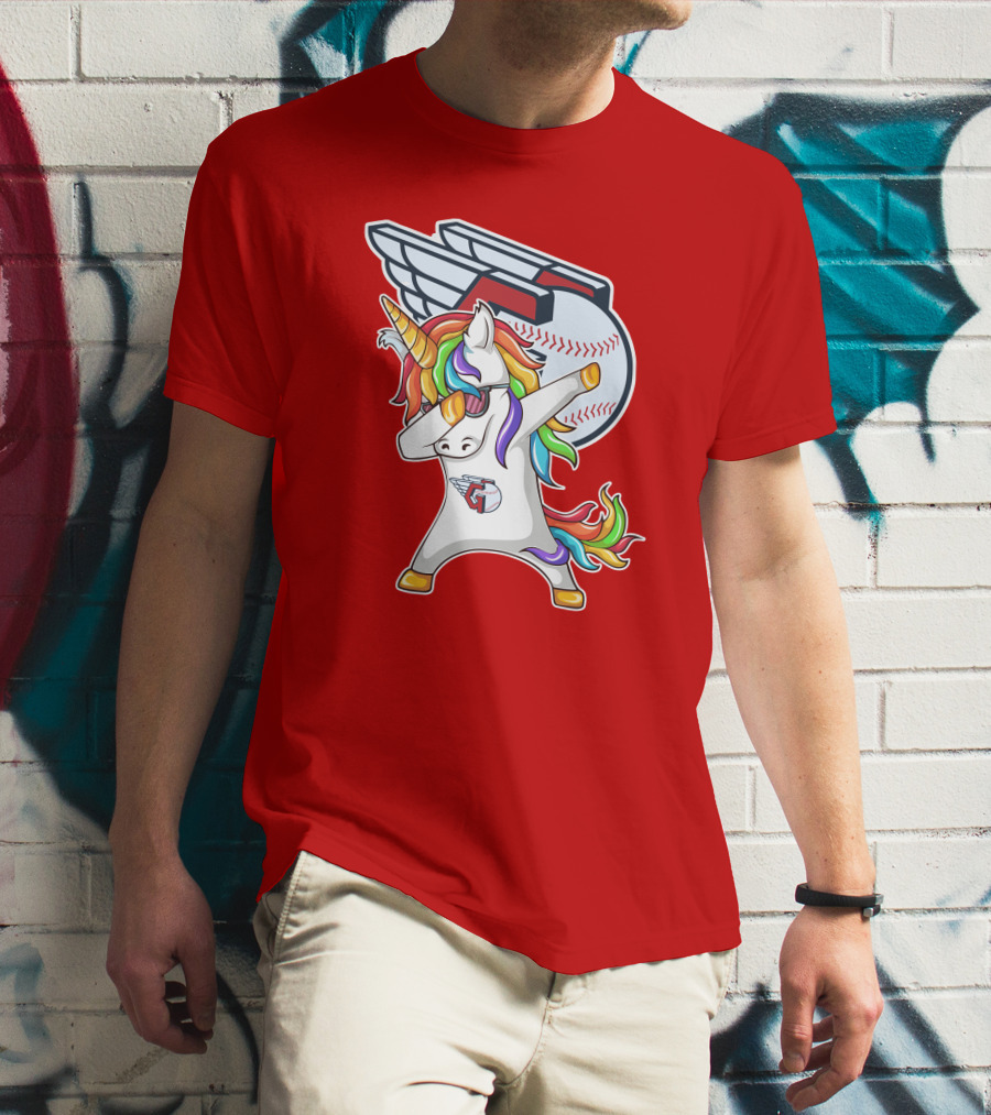 Cleveland Guardians Baseball Unicorn Dabbing With Winged Ball T-Shirt