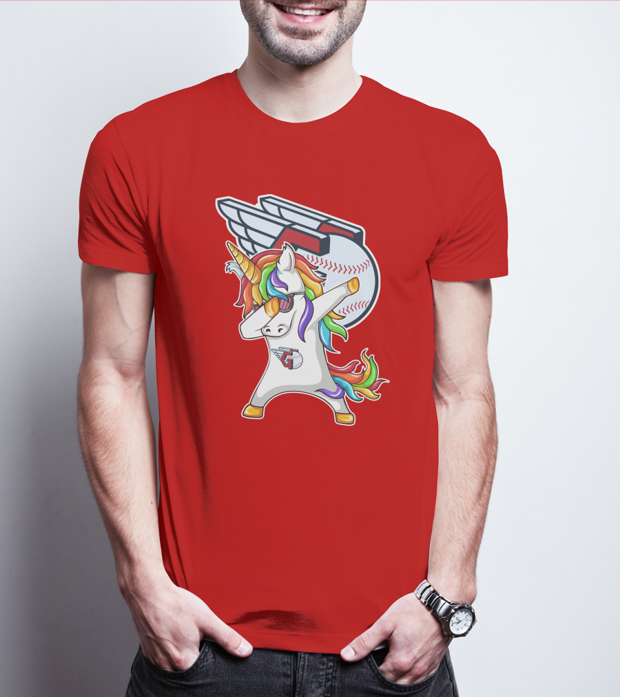 Cleveland Guardians Baseball Unicorn Dabbing With Winged Ball T-Shirt