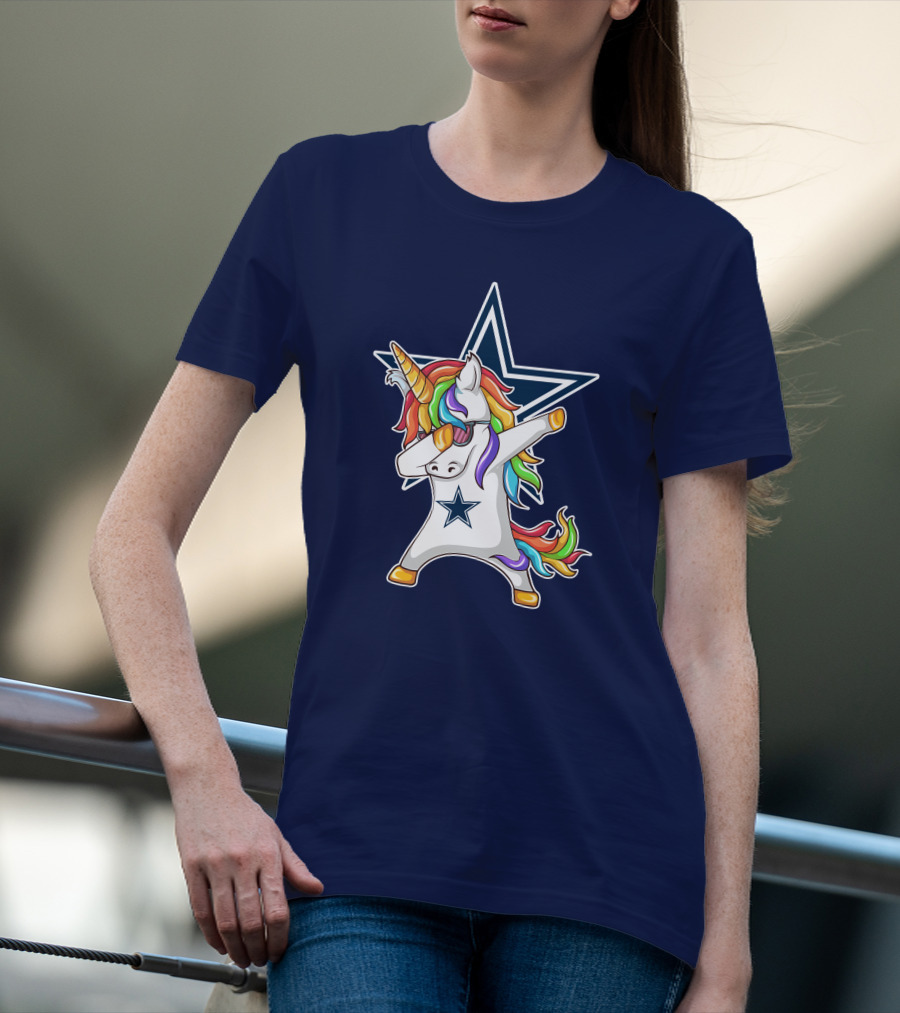 Dallas Cowboys Unicorn Dabbing Star Rainbow T-Shirt