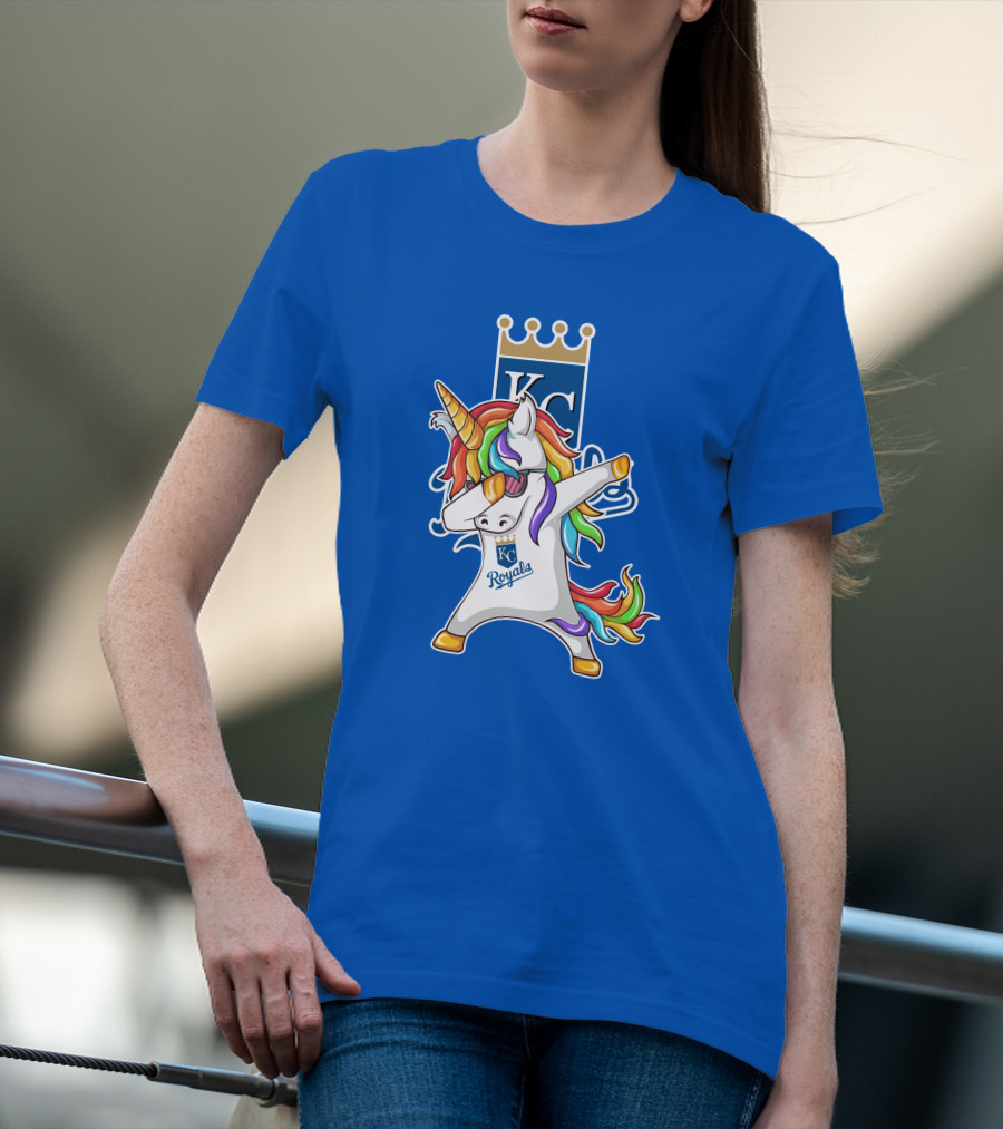 KC Royals Unicorn Dabbing With Rainbow Mane T-Shirt