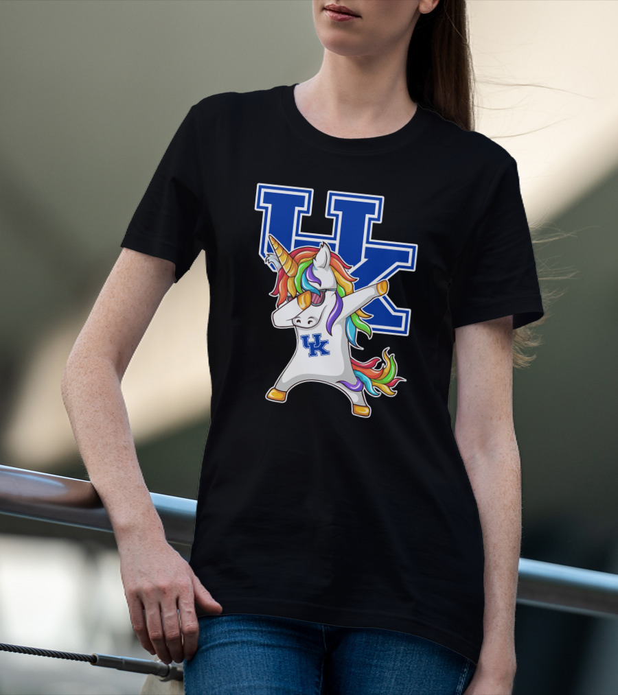Kentucky Wildcats Unicorn Dabbing UK Logo Rainbow Mane T-Shirt