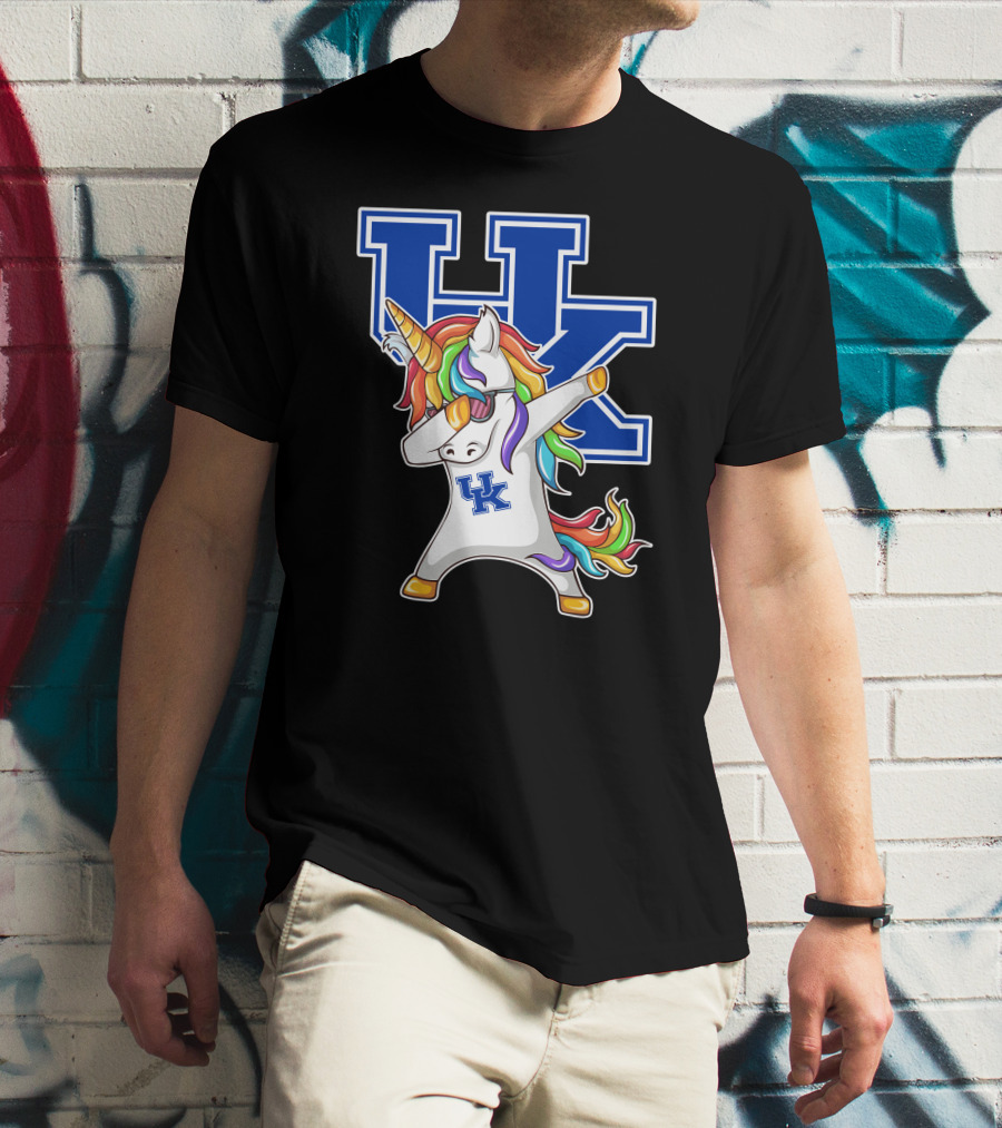 Kentucky Wildcats Unicorn Dabbing UK Logo Rainbow Mane T-Shirt