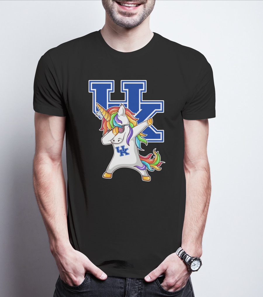 Kentucky Wildcats Unicorn Dabbing UK Logo Rainbow Mane T-Shirt