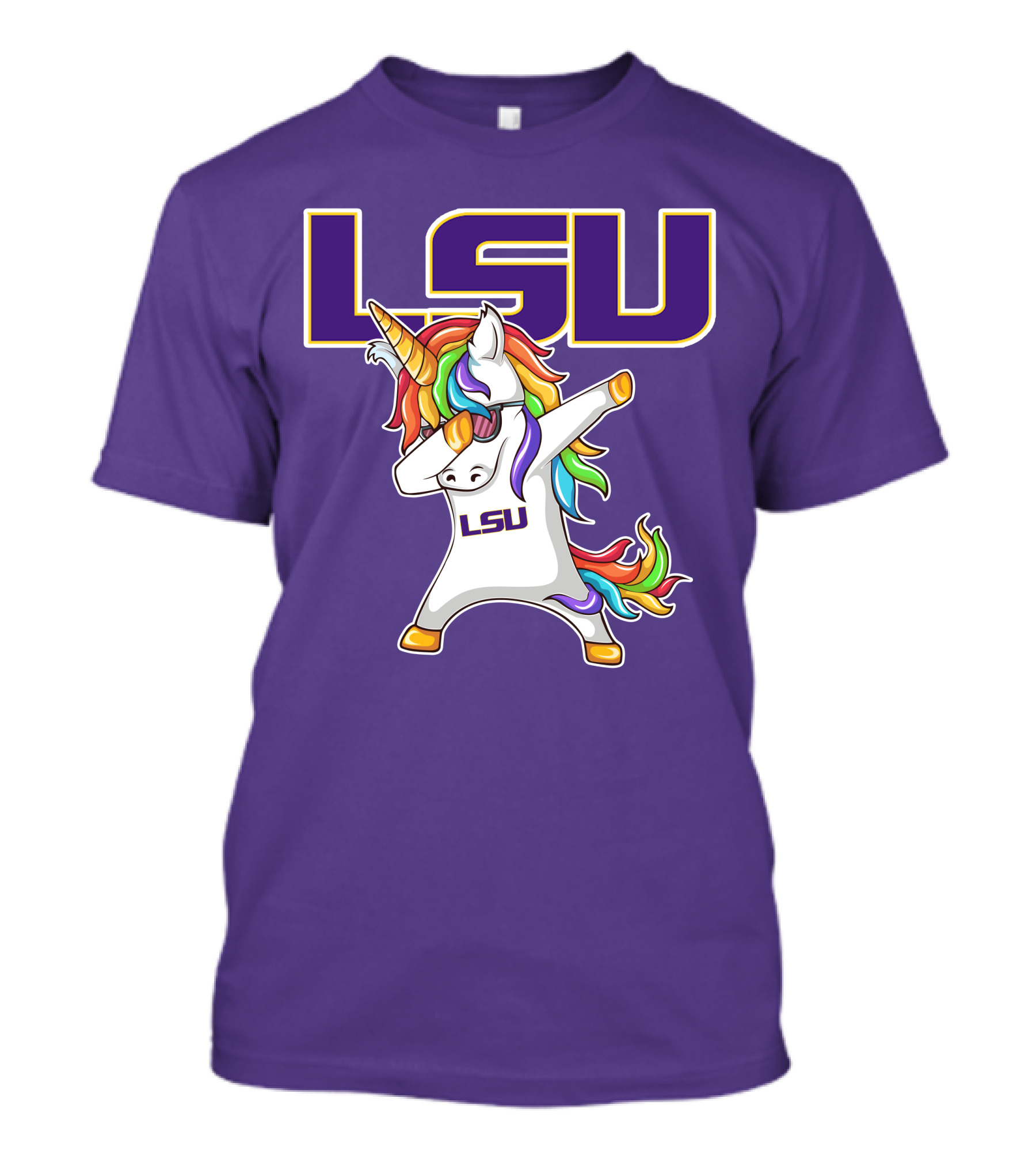 LSU Tigers Unicorn Dabbing Rainbow Mane T-Shirt