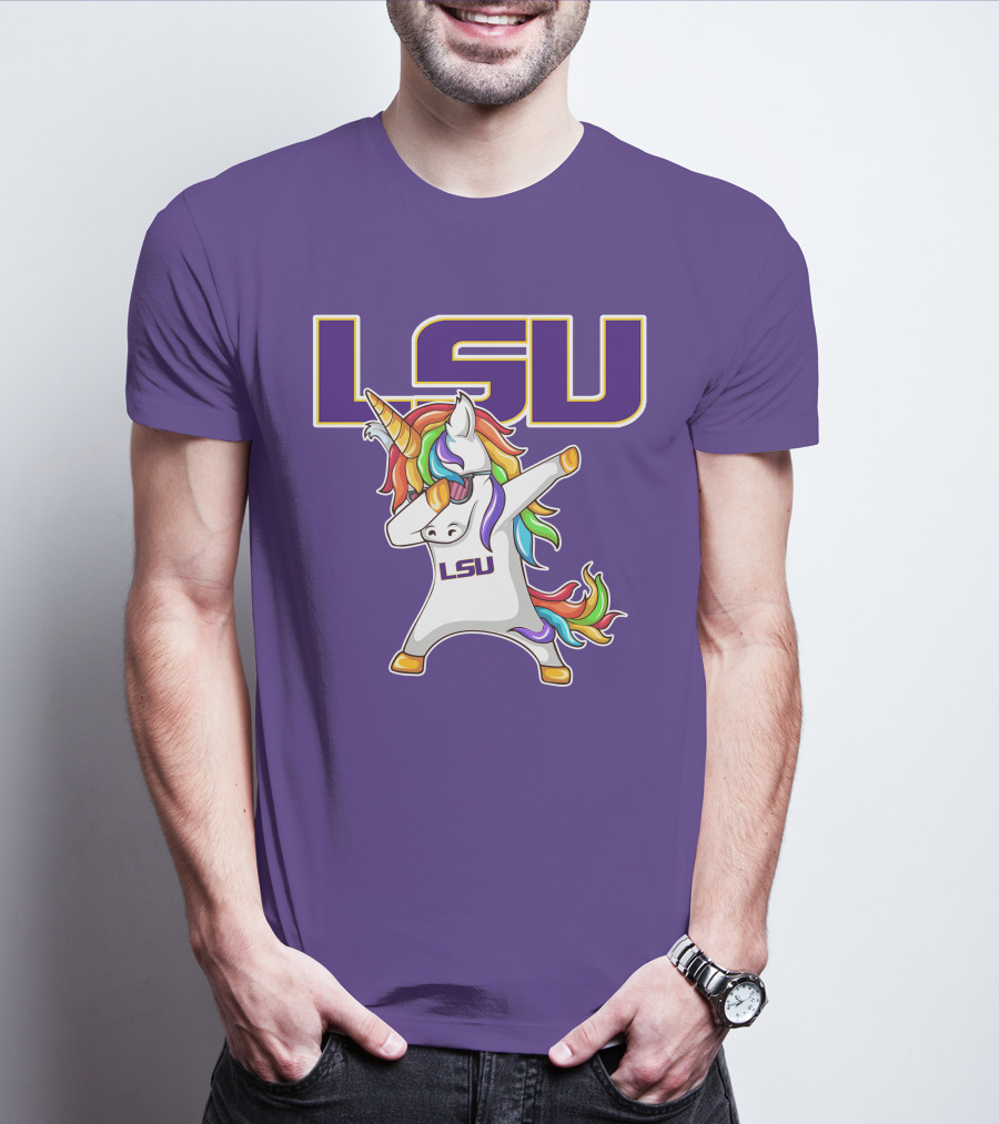 LSU Tigers Unicorn Dabbing Rainbow Mane T-Shirt