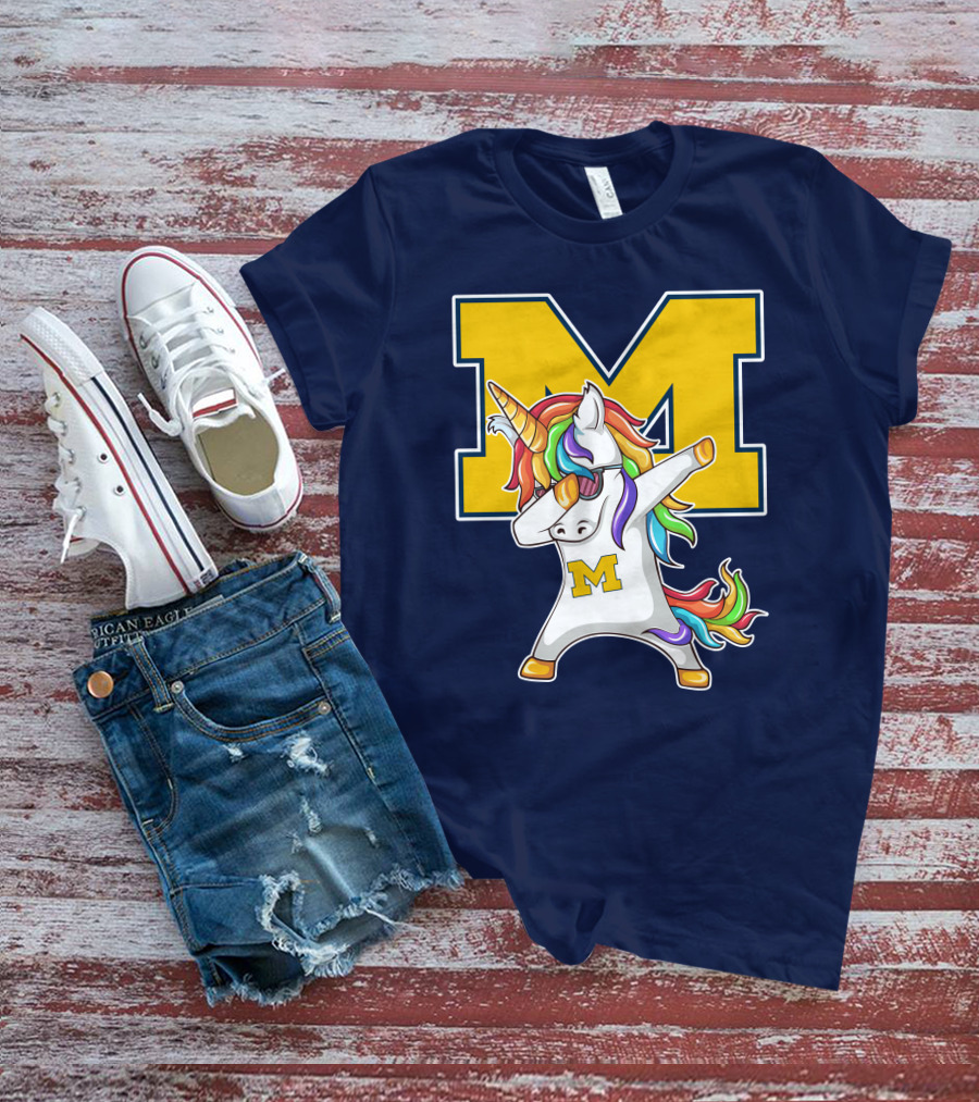 Michigan Wolverines Unicorn Dabbing M T-Shirt